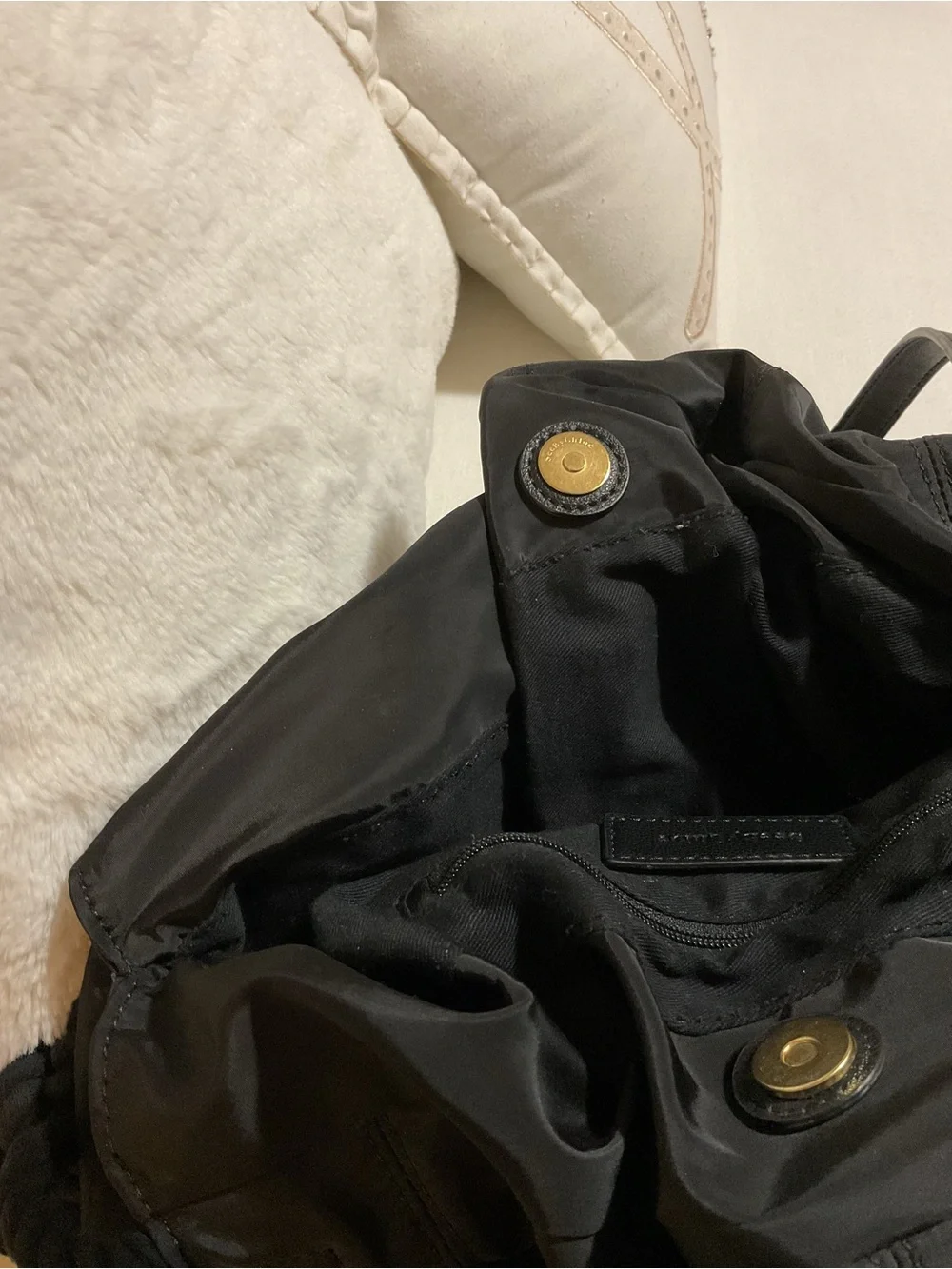 See By Chloe Flo- Black Nylon Shoulder Bag with Gold Ring Charm - Picture 9 of 13